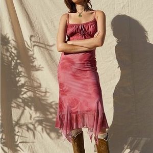 Urban Outfitters Quartz Mesh Floral Midi Dress